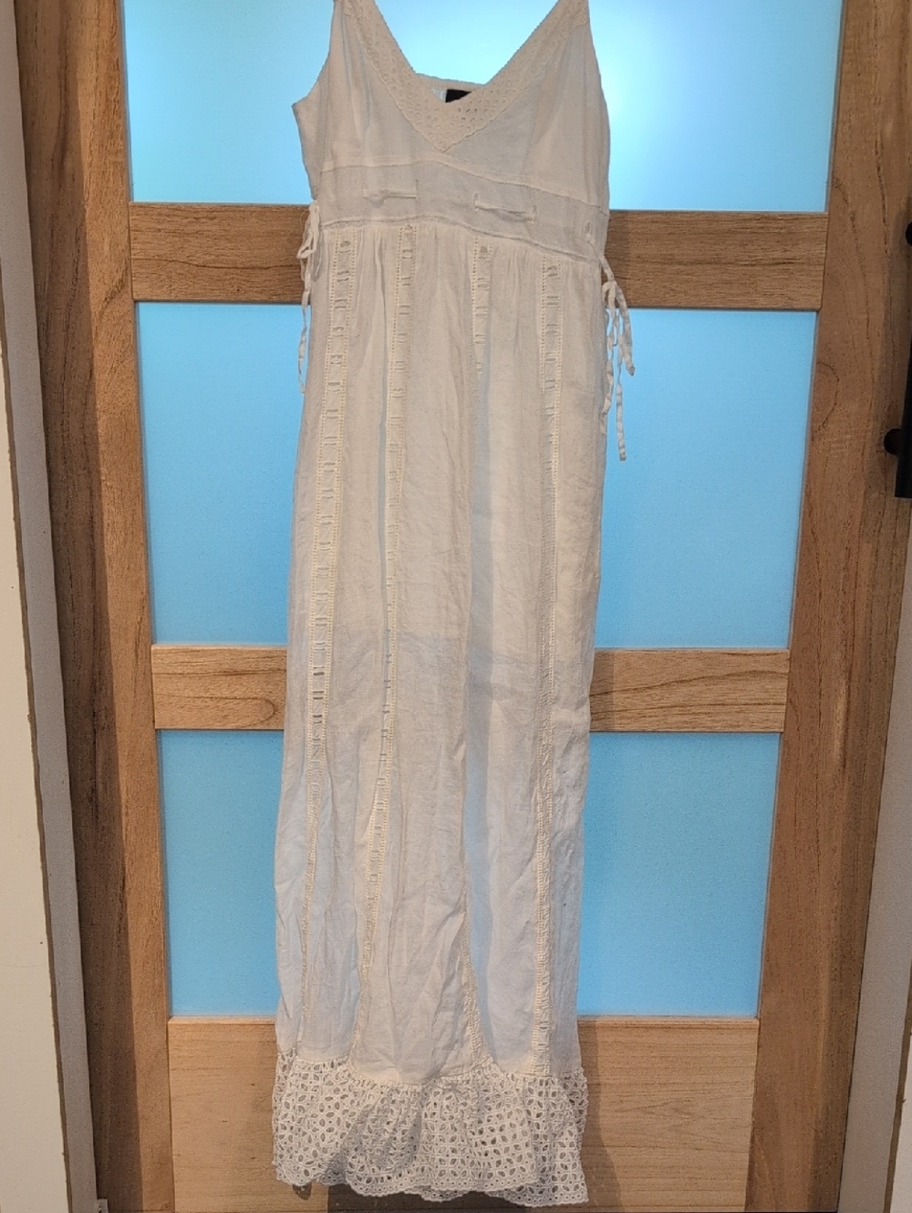 J. Crew White Cotton Maxi Dress with Lace Trim
